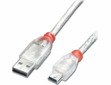 Lindy USB-A - miniUSB USB kabel 1 m průhledný (41782)