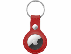 Kožené pouzdro Crong Crong s koženým kroužkem na klíče pro Apple AirTag (červené)
