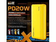 Powerbanka 20000 mAh rychlé nabíjení USB-C PD 20W + USB-A QC3.0 18W žlutá