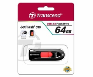 TRANSCEND USB Flash Disk JetFlash®590K, 64GB, USB 2.0, Bl...