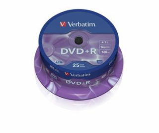 1x25 Verbatim DVD+R 4,7GB 16x Speed, matne stribrna