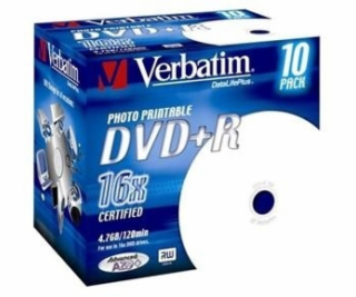 1x10 Verbatim DVD+R 4,7GB Jewel 16x Speed, printable