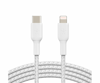 Pletený USB-C Lightning kábel 1m biely