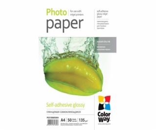 COLORWAY fotopapír/ glossy self-adhesive 135g/m2, A4/ 50 ...