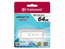TRANSCEND USB Flash Disk JetFlash®730, 64GB, USB 3.0, White (R/W 80/25 MB/s)