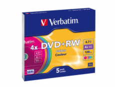 VERBATIM DVD+RW(5-Pack)Slim/Colour//4x/DLP/4.7GB