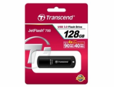 TRANSCEND USB Flash Disk JetFlash®700, 128GB, USB 3.0, Black (R/W 90/40 MB/s)