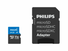 Philips MicroSDXC karta 64GB Class 10 UHS-I U3 incl. adapter