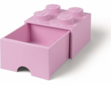 LEGO úložný box 4 s šuplíkom svetlo ružová
