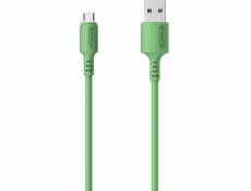 USB CABLE MICRO 3A SOMOSTEL GREEN 3100 mAh QUICK CHARGER 1,2 M POWERLINE SMS-BP06 MACARON - 10000+ BENDING STRENGTH