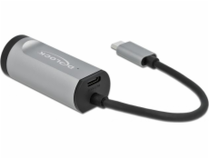 Delock Adaptér USB Type-C na Gigabit LAN s portom Power Delivery, sivý