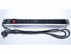 PremiumCord Panel napájecí do 19  racku 1.5U, 9xIEC (C13), 2m kabel,vypínač