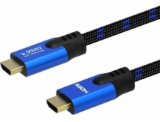 Kabel HDMI (M) v2.1, 3m, 8K, miedź, niebiesko-czarny, złote końcówki, ethernet/3D, CL-143
