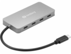 Sandberg USB-C HUB, porty 4x USB-C 3.0, stříbrný