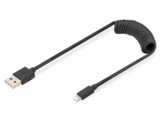 DIGITUS Kabel USB  A na Lightning Spirálový MFI C89 TPU USB 2.0, PD20W Max.