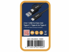AKASA kabel 2-In-1 USB 3.2 Gen 2x2 Type-C / Type-A na Type-C, 20G, 1m