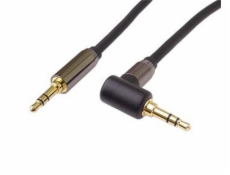 PremiumCord HQ stíněný kabel stereo Jack 3.5mm - Jack 3.5mm zahnutý 90° 5m