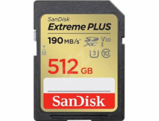 SanDisk SDXC karta 512GB Extreme PLUS (R 190 MB/s W130 MB/s Class 10, UHS-I U3 V30)
