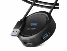 AXAGON HUE-P1AL, 4x USB 3.2 Gen 1 ROUND hub, micro USB nap. konektor, kabel USB-A 1.2m