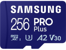Samsung paměťová karta 256GB PRO Plus micro SDXC CL10 U3 (č/z: až 180/až 130MB/s) + USB adaptér