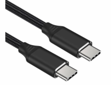 Kabel USB-C M/M, 240W 480Mbps černý bavlněný oplet, 1,5m