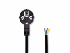 NEDIS napájecí kabel/ Typ F zástrčka - otevřený/ přímý/ úhlový/ černý/ 3m