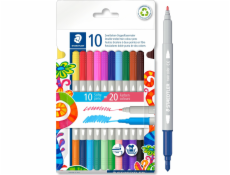 STAEDTLER Fixy  3280 , 20 různých barev, sada, 1-3 mm, oboustranné, vypratelné 3280 C10