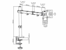 Maclean MC-753 monitor mount / stand 81.3 cm (32 ) Clamp Black