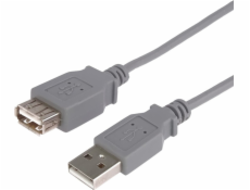 Kábel USB Kábel USB (2.0), USB AM - USB AF, 3m, szary
