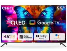 CHiQ U55QM8E TV 55 , UHD, QLED, smart, Google TV, dbx-tv, Dolby Audio, Frameless