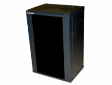 XtendLan 19  nástěnný rozvaděč 22U, šířka 600mm, hloubka 600mm, nosnost 60 kg, skleněné kouřové dveře, rozložený, černý