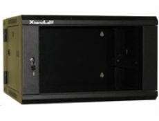 XtendLan 19  dvoudílný nástěnný rozvaděč 15U, šířka 600mm, hloubka 550mm, nosnost 60 kg, skleněné dveře, svařovaný,černý