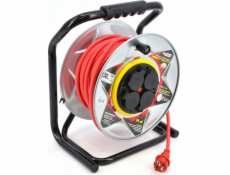 AWTools prodlužovací kabel kovový buben červený Heavy Duty 50m 3x2,5 mm 16A, 3680W, IP44 (AW70257)