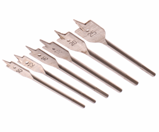 Vrtáky ploché do dřeva, sada 6ks, 10-12-16-18-20-25mm, dé...