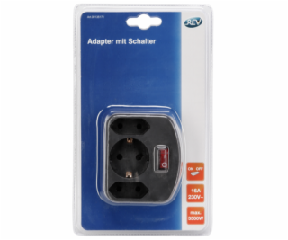REV 3-fach adapter s prepinacom cierna