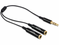 Delock adaptér stereo jack 3,5 mm samec&gt; 2 x stereo jack 3,5 mm samica, 25cm, čierny