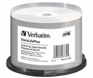 1x50 Verbatim DVD-R 4,7GB 16x Wide glossy waterproof print