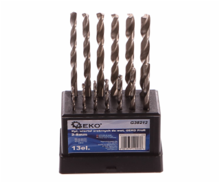 Vrtáky do kovu, sada 13ks, 2-8mm, HSS TiN, GEKO PROFI