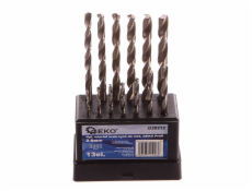 Vrtáky do kovu, sada 13ks, 2-8mm, HSS TiN, GEKO PROFI