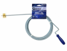 Pero protahovací na čištění odpadů, 3m x O 6mm, kartáček na konci, GEKO