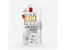 GEMBIRD Kabel CABLEXPERT USB A Male / Micro B + Type-C + Lightning, 1m, opletený, zlatý, blister