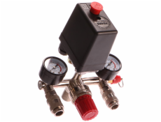 Tlakový spínací ventil + ukazatele tlaku pro vzduchový kompresor, GEKO