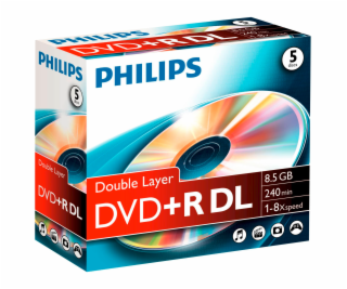 1x5 Philips DVD+R 8,5GB DL 8x JC