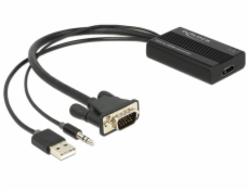 DeLOCK 62597 Adapter VGA + Audio auf HDMI VGA / Klinke / USB Stecker auf HDMI Buchse černá