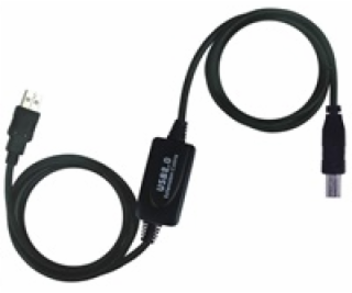 PremiumCord USB 2.0 repeater a propojovací kabel A/M-B/M 20m
