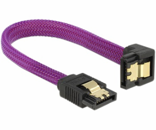 Delock SATA kabel 6 Gb/s, 30 cm otočený dole/rovný, kovov...