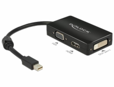 DeLOCK 62631 Adapter miniDisplayPort auf VGA / HDMI / DVI miniDisplayPort Stecker auf VGA/HDMI/DVI-D 24+1 Buchse schw