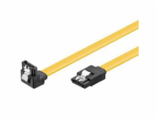 Kabel k HDD PremiumCord 0,2m SATA 3.0 datový kabel 1.5GBs / 3GBs / 6GBs, kov.západka, 90°