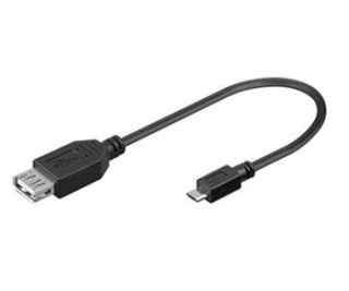 Kabel USB A (F)-microUSB B(M), 5pinů, 20cm, černý