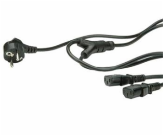 Kabel 220V rozdvojka na 2x PC 220V 3pin(F) 2m